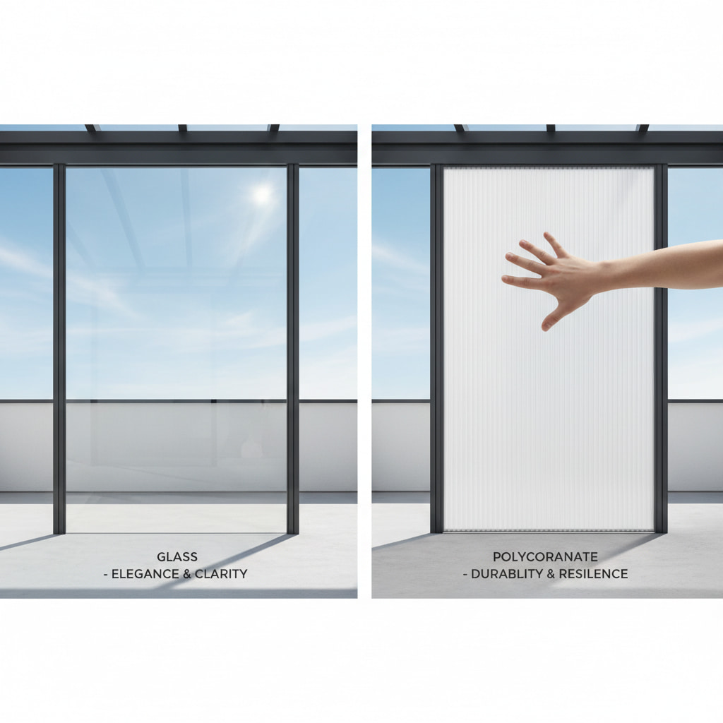 Glas vs. Polycarbonat: Terrassenüberdachung Wahl